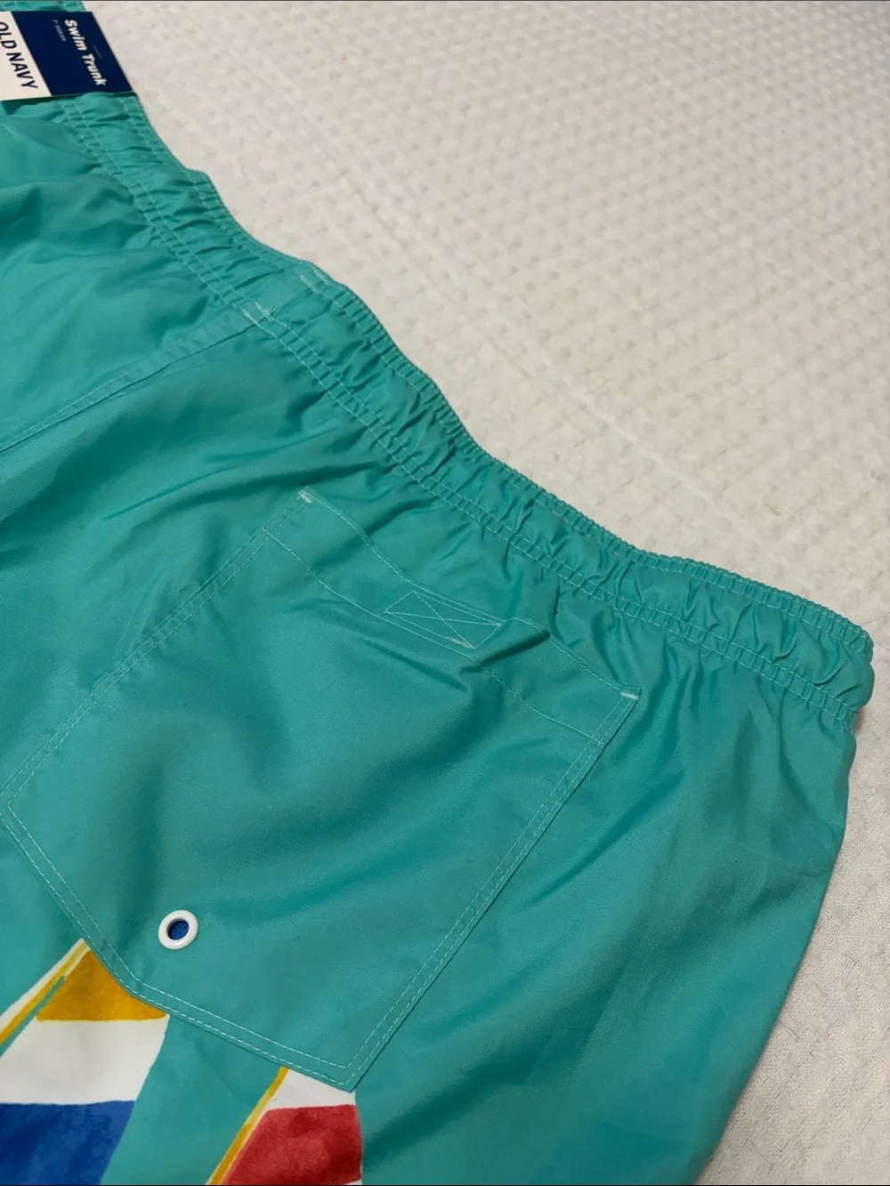 Aqua and Navy Sailboat Print Men’s Old Navy Swim Trunks New Size XXL